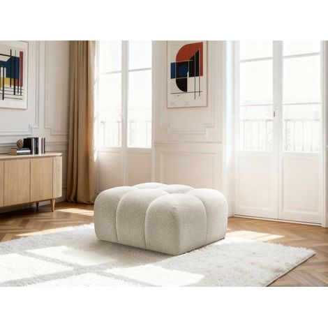 BOBOCHIC - Pouf MELISSE tissu chiné   Blanc