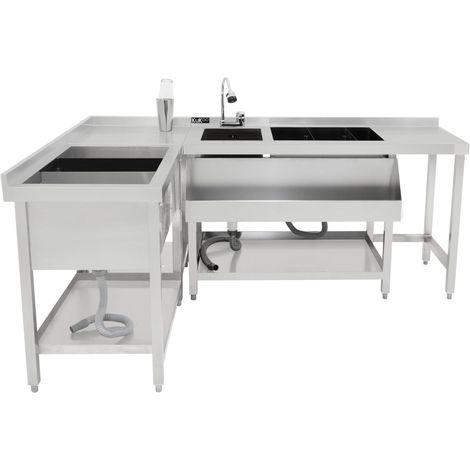 Pack Estación de Barra Profesional – Acero Inoxidable 304, con Estación de Cócteles, Pozo de Hielo y Unidad Modular de Esquina – Todo lo que Necesitas para un Bar de Alto Rendimiento