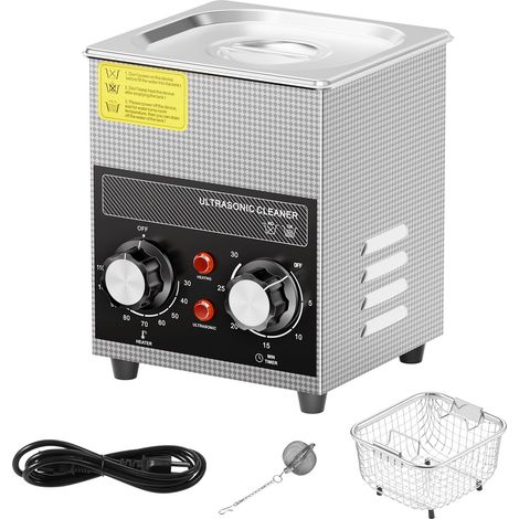 Nettoyeur à ultrasons 2L avec chauffage et minuterie, panier inclus, 60W pour montres, lunettes, pièces métalliques et outils. (1/5)