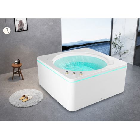 Vasca Idromassaggio Qudrata, Riscaldatore, Led , Cascata 145x145cm Nigrar