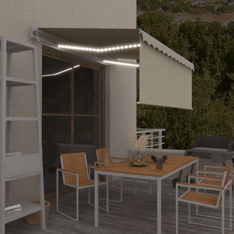 Toldo automático persiana LED sensor viento crema 3,5x2,5 m