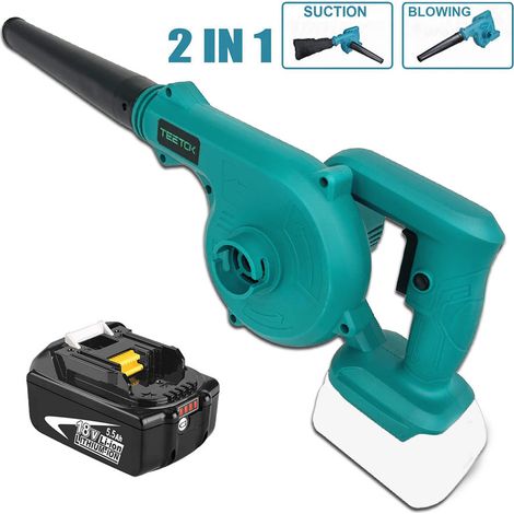Akku-Laubbläser, 2-in-1-Luftgebläse und Vakuum-Gartengebläse für die Rasenpflege, Schutt, Hofreinigung, Schneefräsen, mit 1 x 5,5 A Akku (kein Ladegerät), kompatibel mit dem Makita-Ladegerät