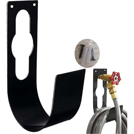 Support extensible pour tuyau d'arrosage avec crochet de suspension pour robinet, 7,5 x 11,7 x 21,5 cm, noir (1/5)