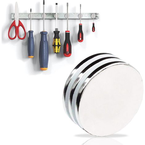 Aimant Disque Néodyme - 30 x 3 mm - Force d'Arrachage 8 kg - Adhésif Double Face - Pour Réfrigérateur, Tableau Blanc, DIY, Loisirs Créatifs - Lot de 1 (1/5)