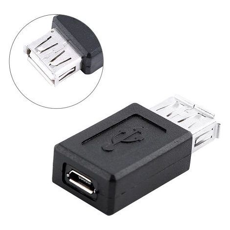 Adaptador micro usb tipo B hembra a USB tipo A hembra  Negro (1/4)