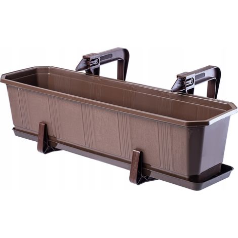 Vaso da fiori da balcone KADAX + supporti 60 cm Marrone (1/5)