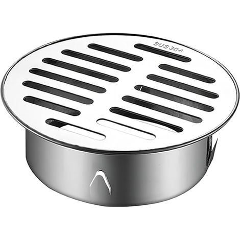 Drain de Plancher, Siphon de Sol Anti-Blocage de Balcon en Acier Inoxydable, Siphon de Sol pour Douche, Rond Anti-Blocage (110 Bouche Plate)