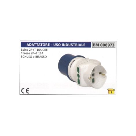 Industrieadapter 2-polig+Erde 16A CEE-Stecker 2-polig+Erde 16A Schuko-Steckdose