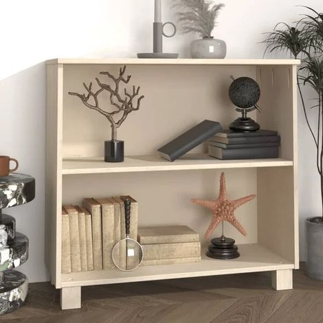 Buffet bas en bois massif de pin, couleur marron miel, dimensions 85x35x80 cm (1/5)