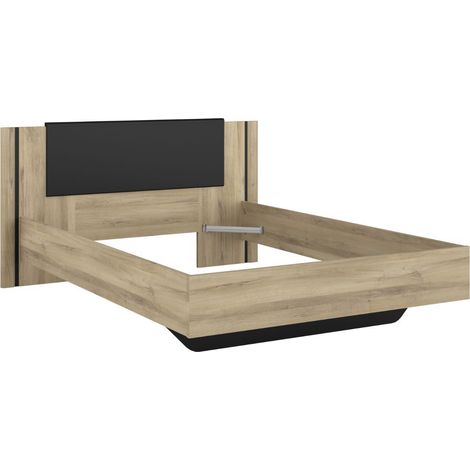 Lit 140x190 design aspect bois et noir - ELOUAN (1/5)