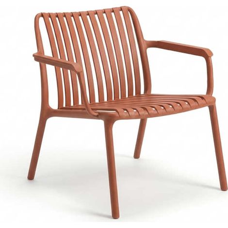 Fauteuil bas de jardin en résine PP 50 % recyclé Joysxee, terracotta - Jardiline