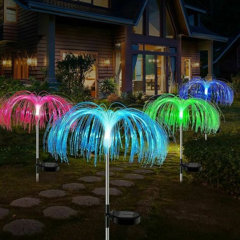Lampes solaires de jardin SL.GT en fibre, forme méduse, étanches IP65, lot de 4, pour décoration de pelouse, jardin, terrasse ou Noël.-AquaForge