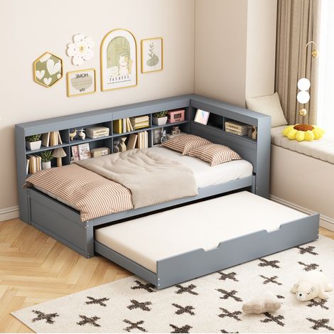 CHICFURN Divano letto 90x200 cm con letto estraibile 90x190 cm, USB, grigio (1/5)