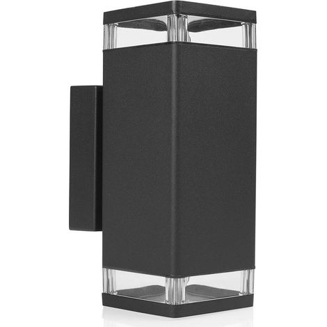 Lampada da parete per casa lampada da parete per esterni lampada da facciata, alluminio nero, 2 lampadine GU10, L 23,5 cm
