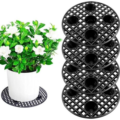 Tapis Ronde De Drainage en Plastique pour Intérieur Terrasse Bonsai Extérieur Coupe Jardin à Plantes Protection Sol, Diameter:20cm, 4 Pcs (1/4)