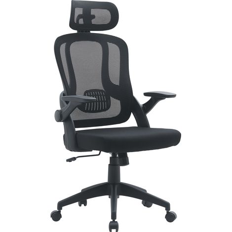 Fauteuil de bureau RIVERSIDE – Dossier filet avec appui-tête & soutien lombaire-Noir (1/5)