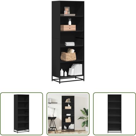 Rangement de livres - Bibliothèque noir 60x35x170,5 cm bois d'ingénierie (1/5)