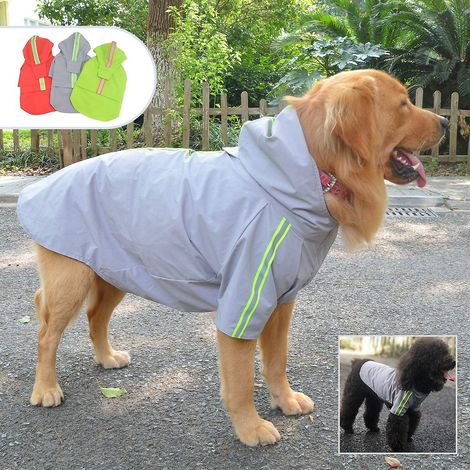 impermable Capuche Pour Animaux De Compagnie La Mode (gris - Xxl), Impermable Pour Chien Lger Avec Poncho Fermeture Clair Avec Bandes Rflchissa (1/5)