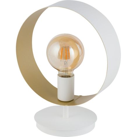 Lampada da tavolo moderna anello bianco/oro Happy E27 Sigma