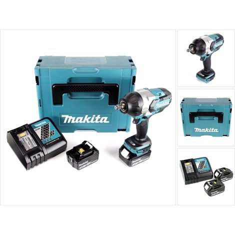 Llave de impacto sin cable Makita DTW 1002 RFJ 1/2" 18V 1000Nm sin escobillas + 2x batería recargable 3.0Ah + cargador + Makpac