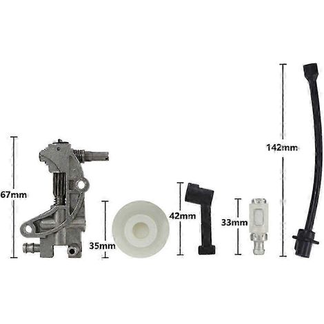 5-teiliges Ölpumpen-Filter-Schlauch-Öldüsen-Turbinen-Kit für 4500, 5200, 5800, 45 cm³, 52 cm³, 58 cm³ Kettensägen, Ersatzteil-Edition 0621