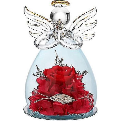 Konservierte Blumen, Muttertags- und Geburtstagsgeschenke für Mama und Oma, Engelsfiguren mit echter blauer Rose (1/5)