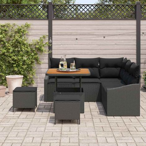 vidaXL Gartensofa-set mit Kissen 8 pcs Schwarz Poly Rattan (1/5)