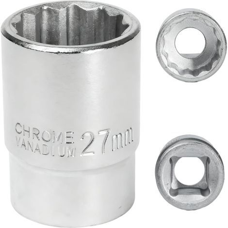 x 27mm Socket, Cr-Mo Steel, 12 Point, 3/4" Square Drive, For Impact Wrench, Mechanical (1/5)