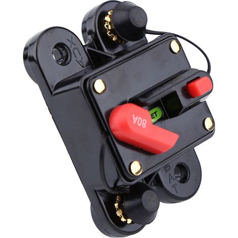 Disjoncteur DC12V pour voiture, bateau, vélo, stéréo, fusible de réarmement audio (80A) (1/5)