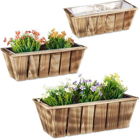 Juego de 3 jardineras de madera (1/5)