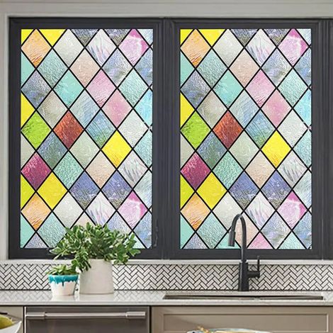 Film de confidentialité arc-en-ciel 3D pour porte en verre, autocollants décoratifs, film de protection solaire statique pour fenêtre, 60 x 200 cm (1/5)