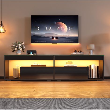 Mobile TV LED nero lucido 180 x 40 x 46 cm con 2 cassetti, app, fino a 70" HAVRYA (1/5)