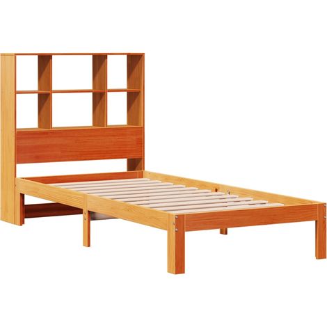 vidaXL Letto Libreria senza Materasso Marrone Cera 100x200 cm in Pino (1/5)