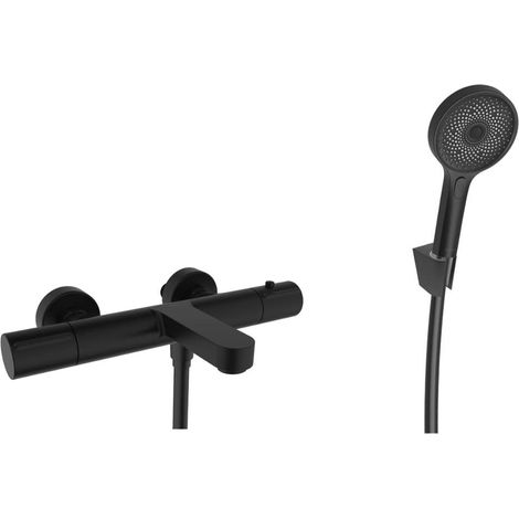 kielle Oudee - Mitigeur thermostatique de baignoire avec accessoires EcoSpare, noir mat 10302SNT14 (1/5)