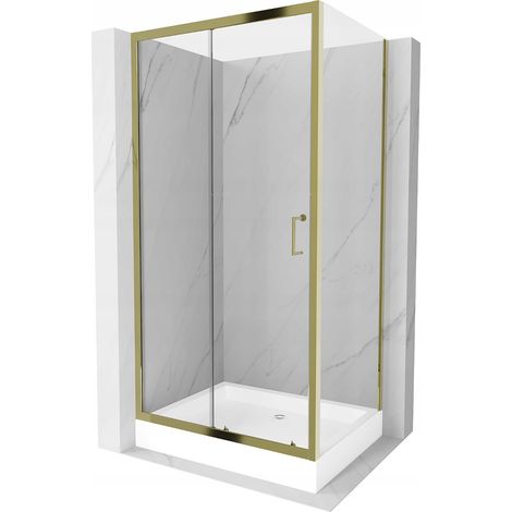 Mexen Apia Schiebeduschkabine 100 x 80 cm, transparent, gold + Duschwanne Rio - 840-100-080-50-00-4510 (1/5)