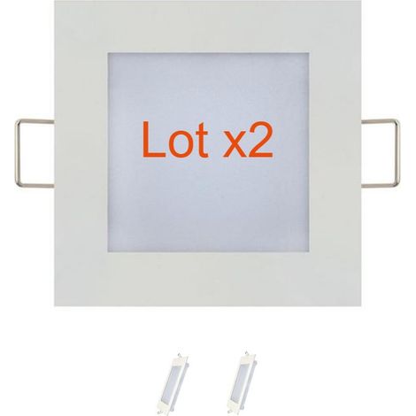 Lot de 2 dalles LED extra plates carré blanc 6W (Eq. 48W) 4200K Dim 120x120mm (1/3)