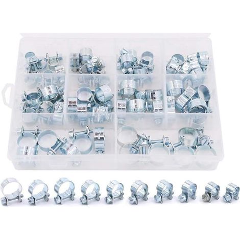 Lot de 60 colliers de serrage galvanisés pour tuyaux d'eau à double (1/4)