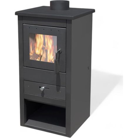 Stufa a legna 11 kw in acciaio 43x41xH86 cm con maniglia a snodo (1/4)