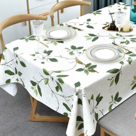 Tovaglia in plastica PVC lavabile in acqua. Protezione impermeabile per tavolo rettangolare per cucina, picnic, esterno, interno (137 x 180 cm, foglia verde) (1/5)