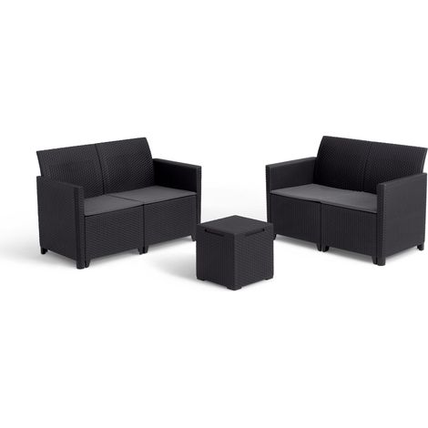 Keter Marie 4 Seater Double Lounge Sofa Set Storage Coffee Table Graphite Grey (1/5)