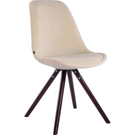 Chaise de salle à manger Toulouse en velours avec pieds ronds Crème Cappuccino (1/3)