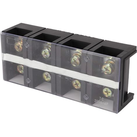 Bornier à vis double rangée haute intensité avec couvercle en polycarbonate pour distribution d'alimentation d'éclairage 200 A 600 V 4 positions (2004) (1/5)