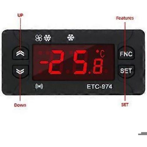 Contrôleur de température numérique ETC-974, thermostat à micro-ordinateur, alarme de réfrigération 220 V (1/5)