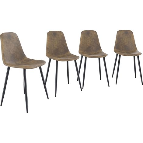 Set Di 4 Sedie In Ecopelle Per Sala Da Pranzo Ufficio Con Gambe In Metallo Stile Vintage Scandinavo Comoda Seduta Ideale Per Soggiorno Sala Riunione (Marrone) - Colore: Marrone