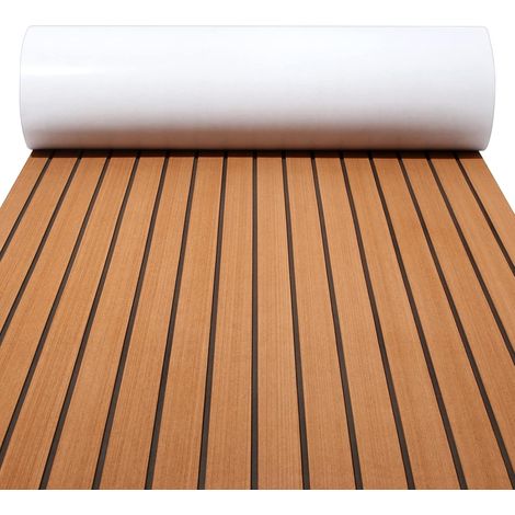 240x90cm Tapis Bateau en Mousse Eva, Teck Tapis Pont de Bateau, Faux Tapis pour Bateau, Tapis Bateau Revêtement Sol, Auto-Adhésif Tapis de Sol Synthétique pour Bateau Yacht (1/5)