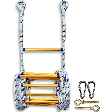 Échelle de secours incendie portable 5 m/16,4 pi, déploiement rapide, échelle souple d'évacuation pour adulte (1/5)