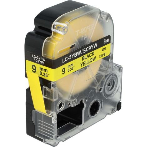 vhbw Label Tape Replacement for Epson LC-3YBW for Label Printer 8m x 9 mm, Black on Yellow (1/4)