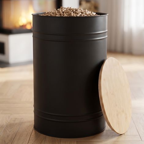 CASABEL Réservoir Pellets & Granulés Rond, Cap. 45kg, Couvercle