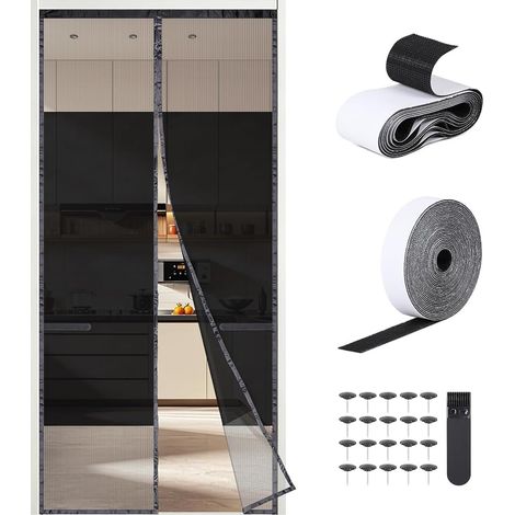 Moustiquaire Porte Magnétique 90 x 210 cm, Protection de l’Intimité et Anti-moustique, Rideau Moustiquaire Occultant en Polyester, Sans Perçage (1/5)