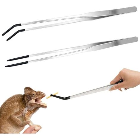 Lot de 2 Pinces d'alimentation en Acier Inoxydable pour Reptiles avec Pointe en Caoutchouc pour l'alimentation des Reptiles - pour Poissons, Aquariums et Plantes Aquatiques,27 cm (1/5)
